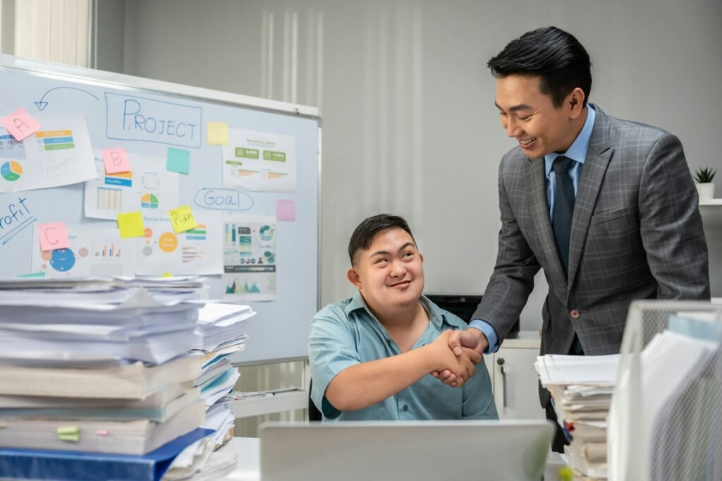 Asian young businessman patient work with manager in office workplace.